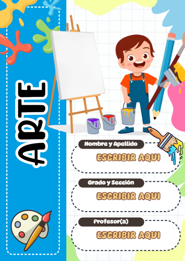 Portada de ARTE para cuaderno en formato A4 - para el regreso a clases