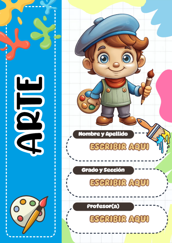 Portada de ARTE para cuaderno para primaria - ideal para el nuevo año escolar