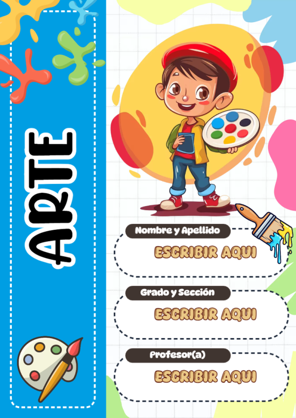 Portada de ARTE para cuaderno para primaria - diseño exclusivo y original