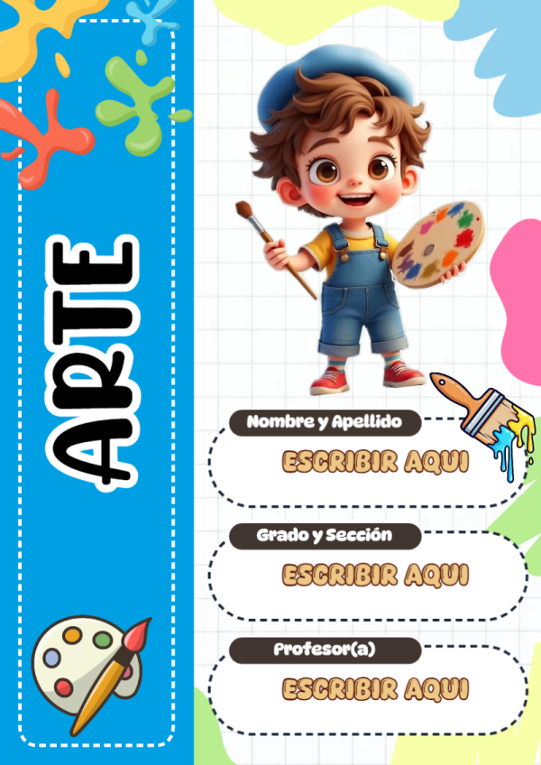 Portada de ARTE para cuaderno en formato A4 - con colores vivos y llamativos