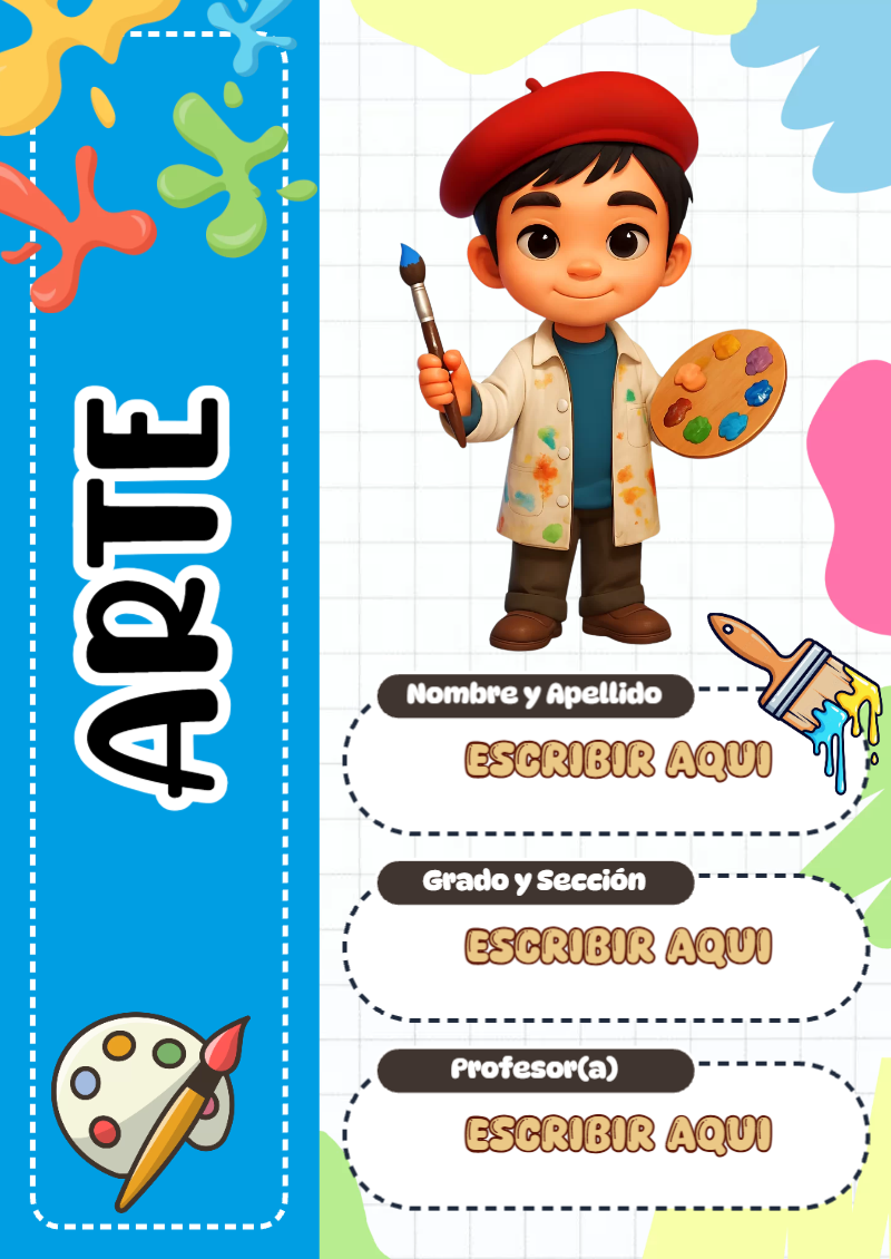 Portada de ARTE para cuaderno en tamaño A4 - para el regreso a clases