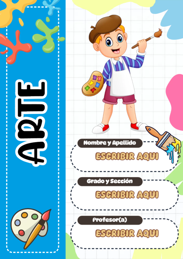 Portada de ARTE para cuaderno lista para imprimir en A4 - ideal para el nuevo año escolar