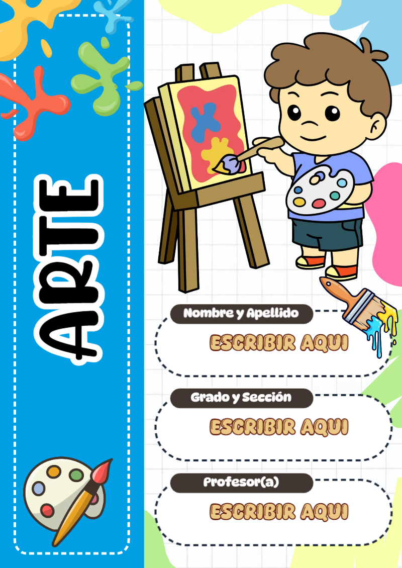 Portada de ARTE para cuaderno con diseño bonito - diseño escolar moderno
