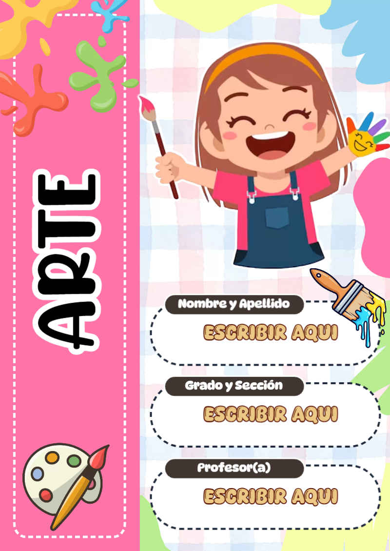 Portada de ARTE para cuaderno bonita para imprimir - ideal para cuadernos de espiral