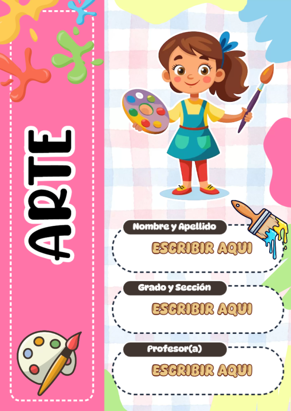 Portada de ARTE para cuaderno escolar creativa - diseño escolar moderno