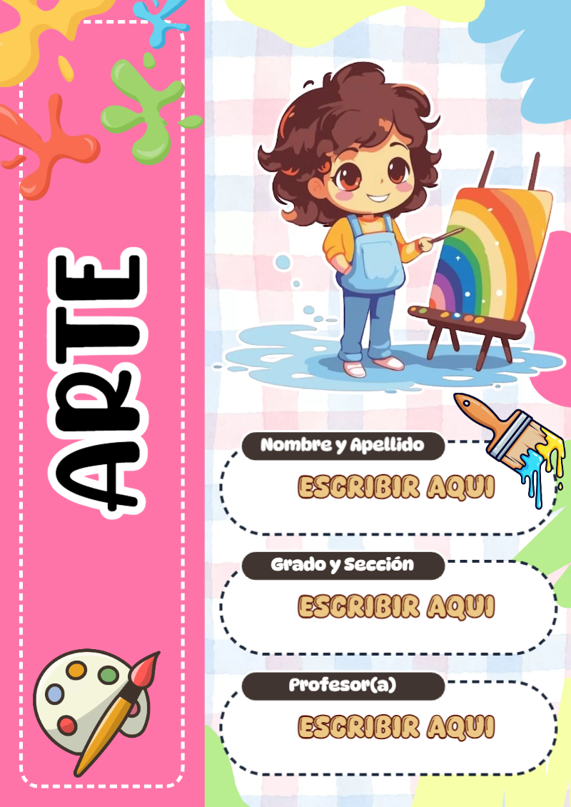 Portada de ARTE para cuaderno ideal para niños - estilo único para estudiantes