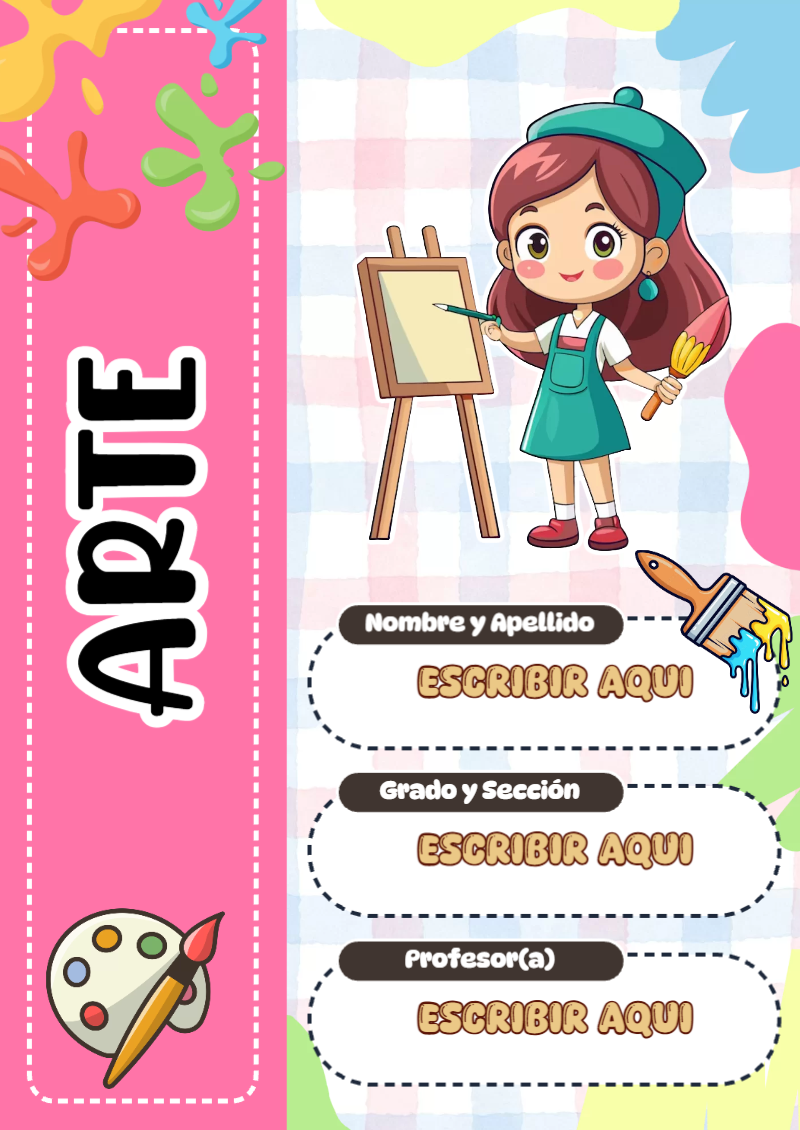 Portada de ARTE para cuaderno bonita para imprimir - para todas las edades y grados