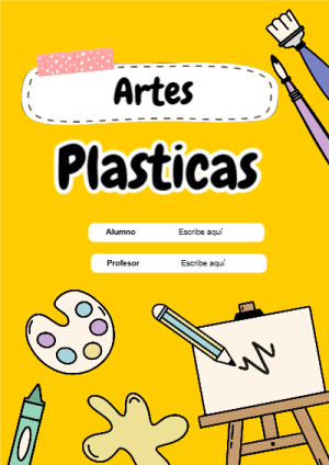 Portada de Arte Plasticas - Artes Plasticas para cuaderno con estilo creativo - ideal para cuadernos de espiral