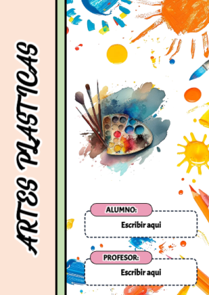 Portada de Arte Plasticas de PINCELES para cuaderno escolar creativa - diseño escolar moderno