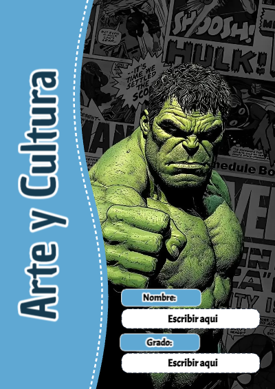 Portada de Avengers de Arte y Cultura para cuaderno con diseño bonito - estilo único para estudiantes