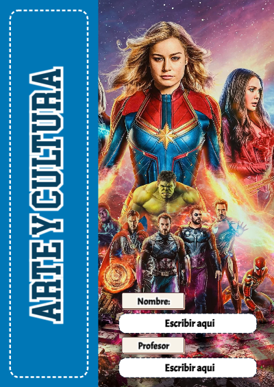 Portada de Avengers de Arte y Cultura Editable para Imprimir Gratis