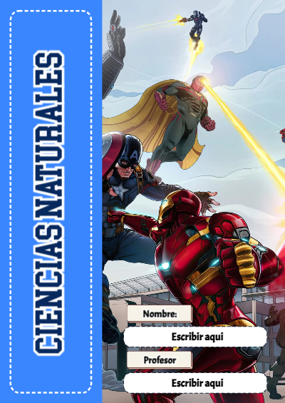 Portada de Avengers de Ciencias Naturales Editable para Imprimir Gratis