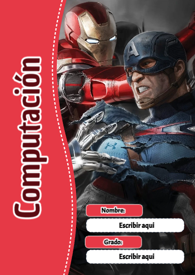 Portada de Avengers de Computación Editable para Imprimir Gratis