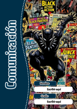 Portada de Avengers de Comunicación para cuaderno lista para imprimir en A4 - diseño escolar moderno