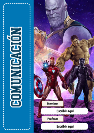 Portada de Avengers de Comunicación para cuaderno lista para imprimir en A4 - formato digital listo para usar