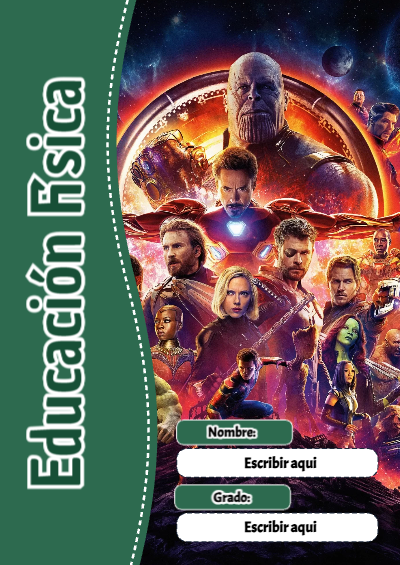 Portada de Avengers de Educación Física Editable para Imprimir Gratis