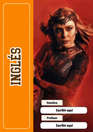 Portada de Avengers de Inglés para cuaderno en formato A4 - tendencia educativa 2026