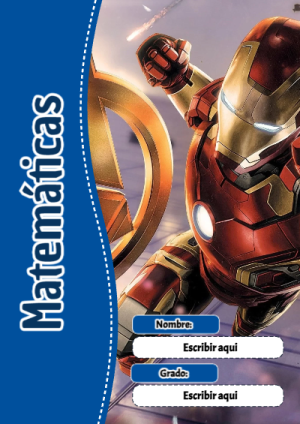 Portada de Avengers de Matemáticas para cuaderno personalizada para imprimir - tendencia educativa 2026