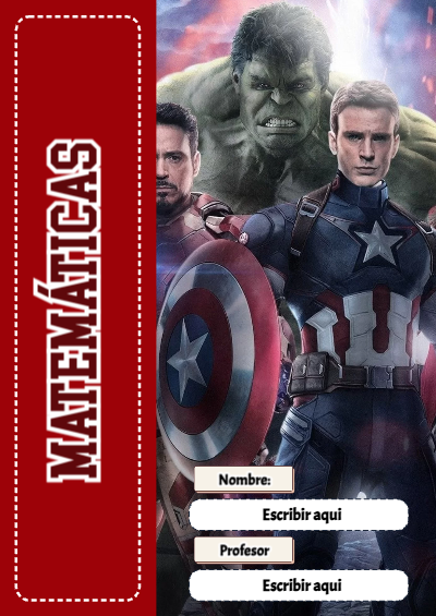Portada de Avengers de Matemáticas Editable para Imprimir Gratis