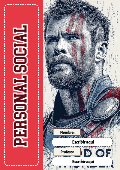 Portada de Avengers de Personal Social para cuaderno fácil de imprimir - perfecto para organizar tus apuntes