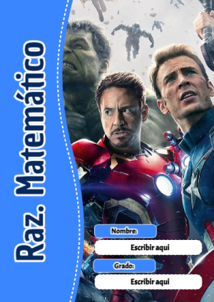 Portada de Avengers de Raz. Matemático para cuaderno fácil de imprimir - tendencia educativa 2026