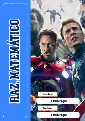 Portada de Avengers de Raz. Matemático para cuaderno lista para imprimir en A4 - con colores vivos y llamativos