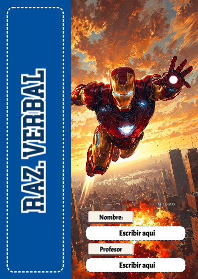 Portada de Avengers de Raz. Verbal para cuaderno llamativa y bonita - tendencia educativa 2026