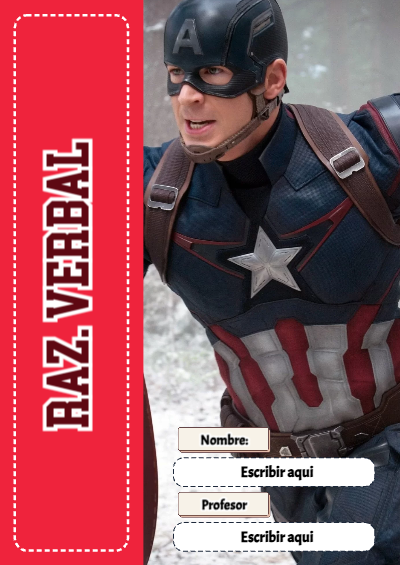 Portada de Avengers de Raz. Verbal para cuaderno en tamaño A4 - tendencia educativa 2026
