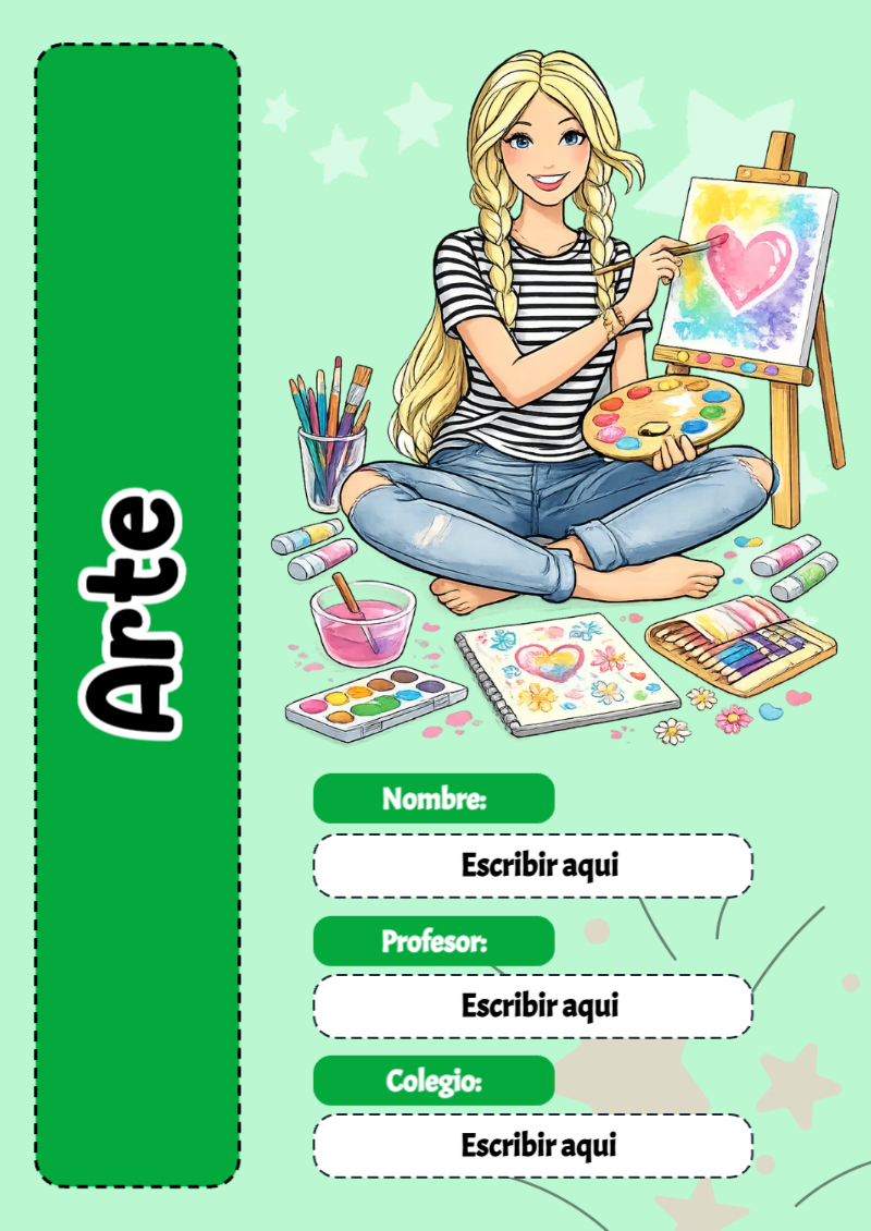 Portada de Barbie de Arte para cuaderno en tamaño A4 - estilo único para estudiantes