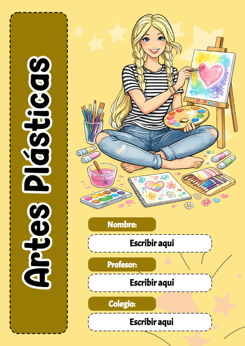 Portada de Barbie de Artes Plásticas Editable para Imprimir Gratis