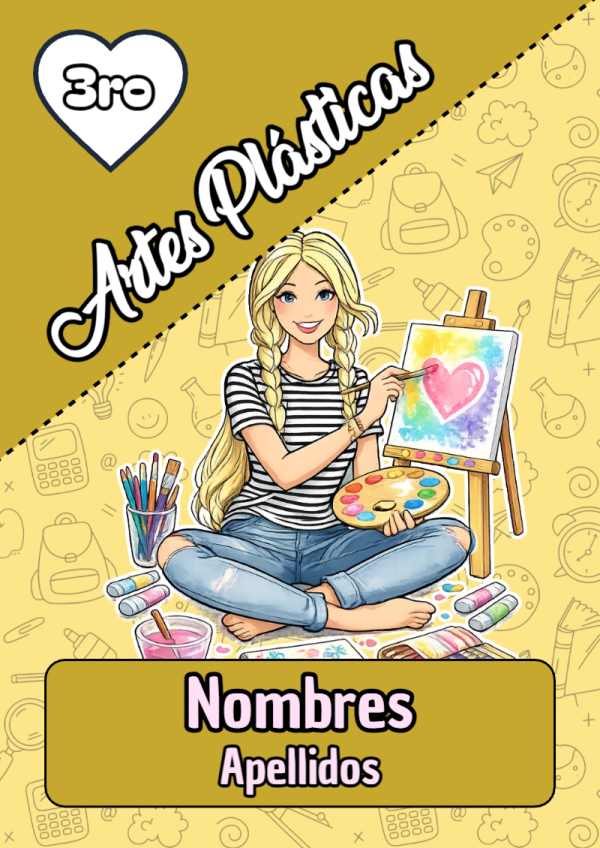 Portada de Barbie de Artes Plásticas para cuaderno ideal para niños - versión premium para imprimir