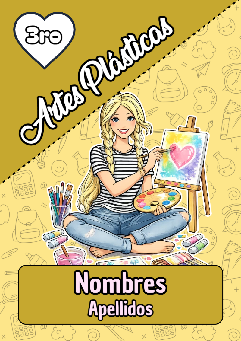 Portada de Barbie de Artes Plásticas Editable para Imprimir Gratis