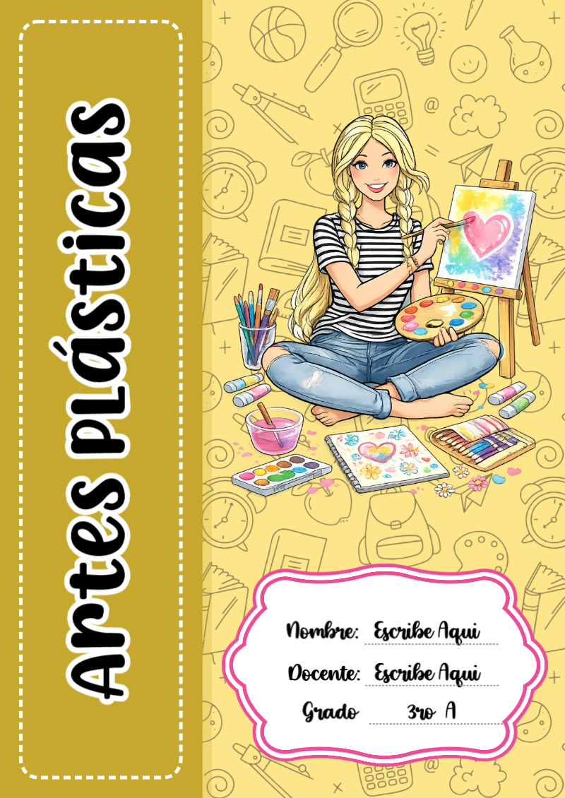 Portada de Barbie de Artes Plásticas para cuaderno en tamaño A4 - diseño exclusivo y original