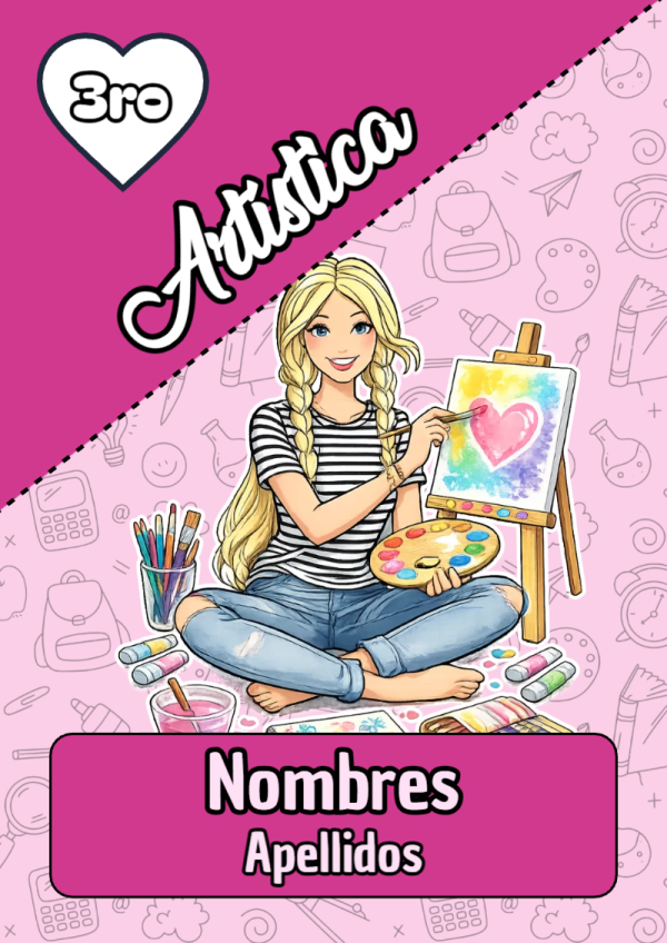 Portada de Barbie de Artística para cuaderno para primaria - tendencia educativa 2026