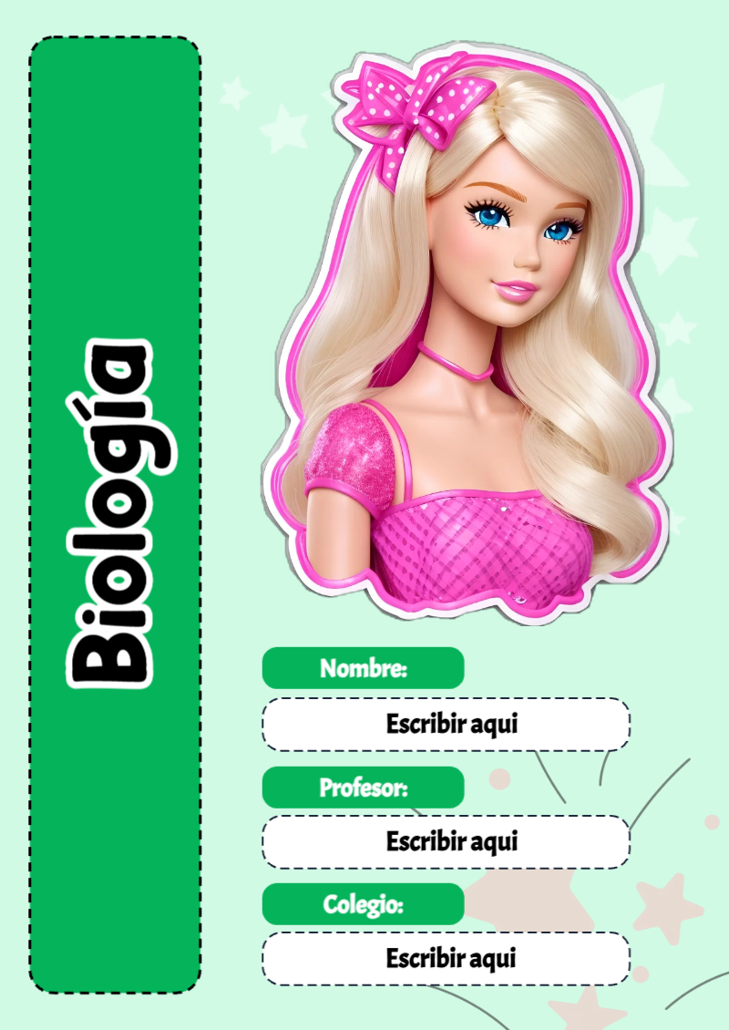 Portada de Barbie de Biología Editable para Imprimir Gratis