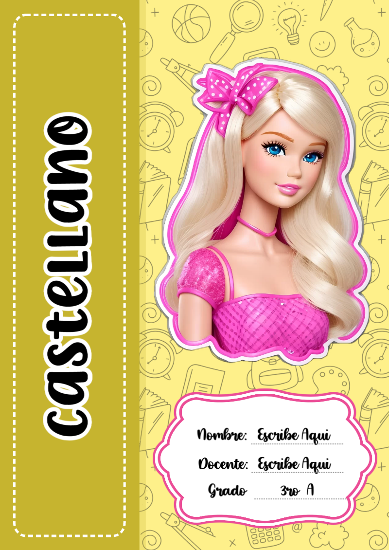 Portada de Barbie de Castellano Editable para Imprimir Gratis