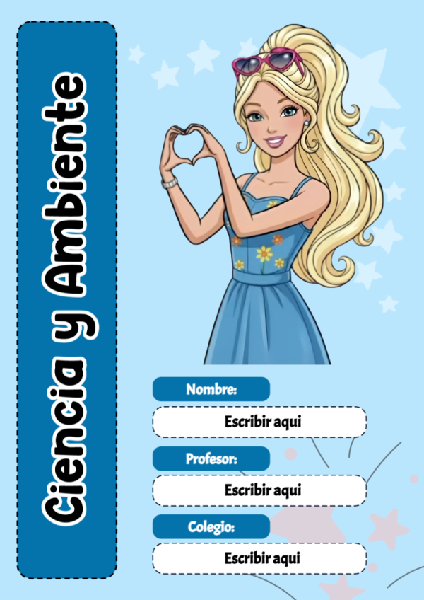 Portada de Barbie de Ciencia y Ambiente para cuaderno llamativa y bonita - disponible para descarga gratuita