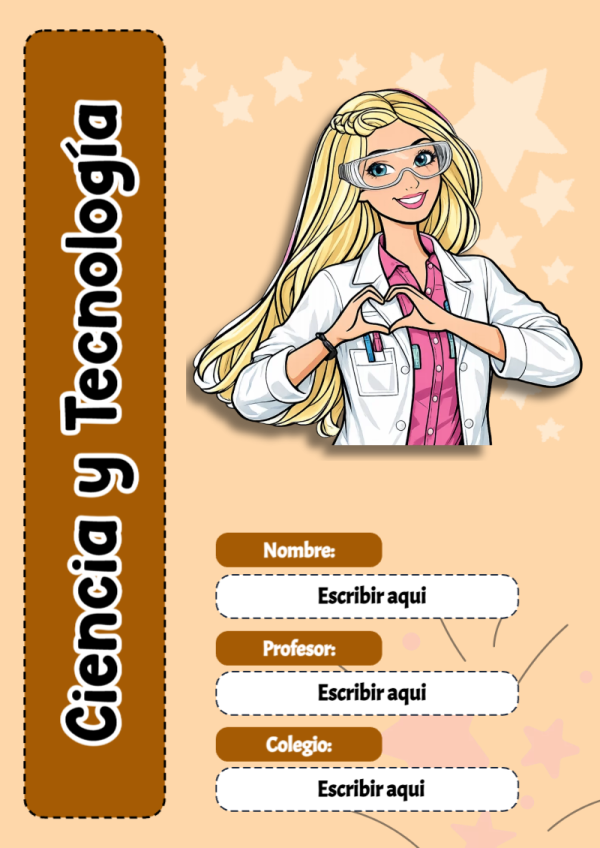 Portada de Barbie de Ciencia y Tecnología para cuaderno llamativa y bonita - creación especial de Mini Canva