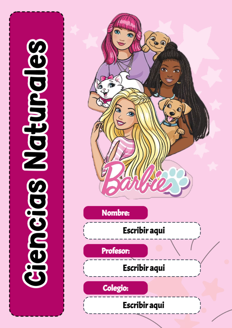 Portada de Barbie de Ciencias Naturales Editable para Imprimir Gratis