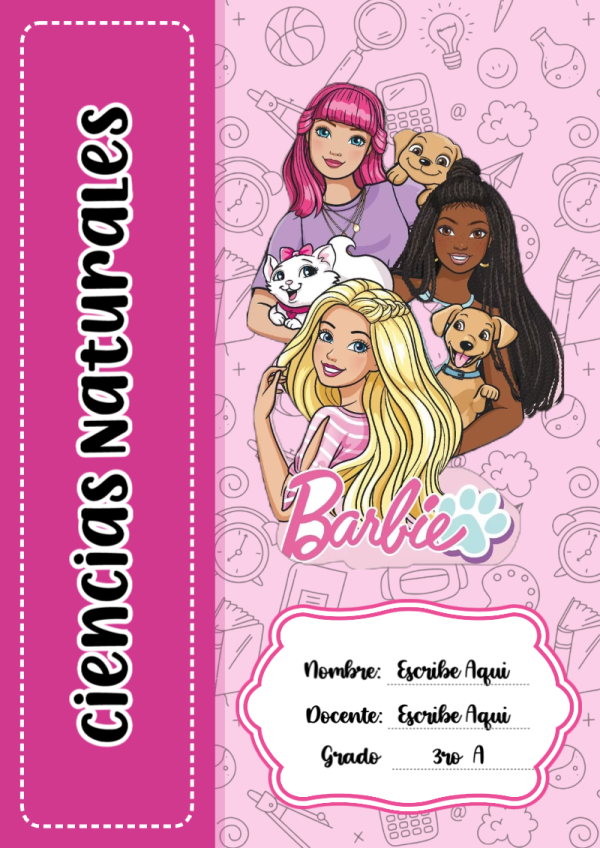 Portada de Barbie de Ciencias Naturales para cuaderno decorativa y bonita - disponible para descarga gratuita