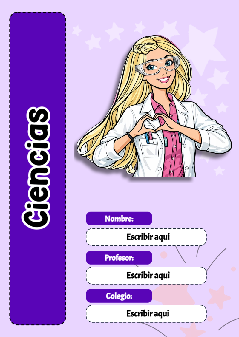 Portada de Barbie de Ciencias Editable para Imprimir Gratis
