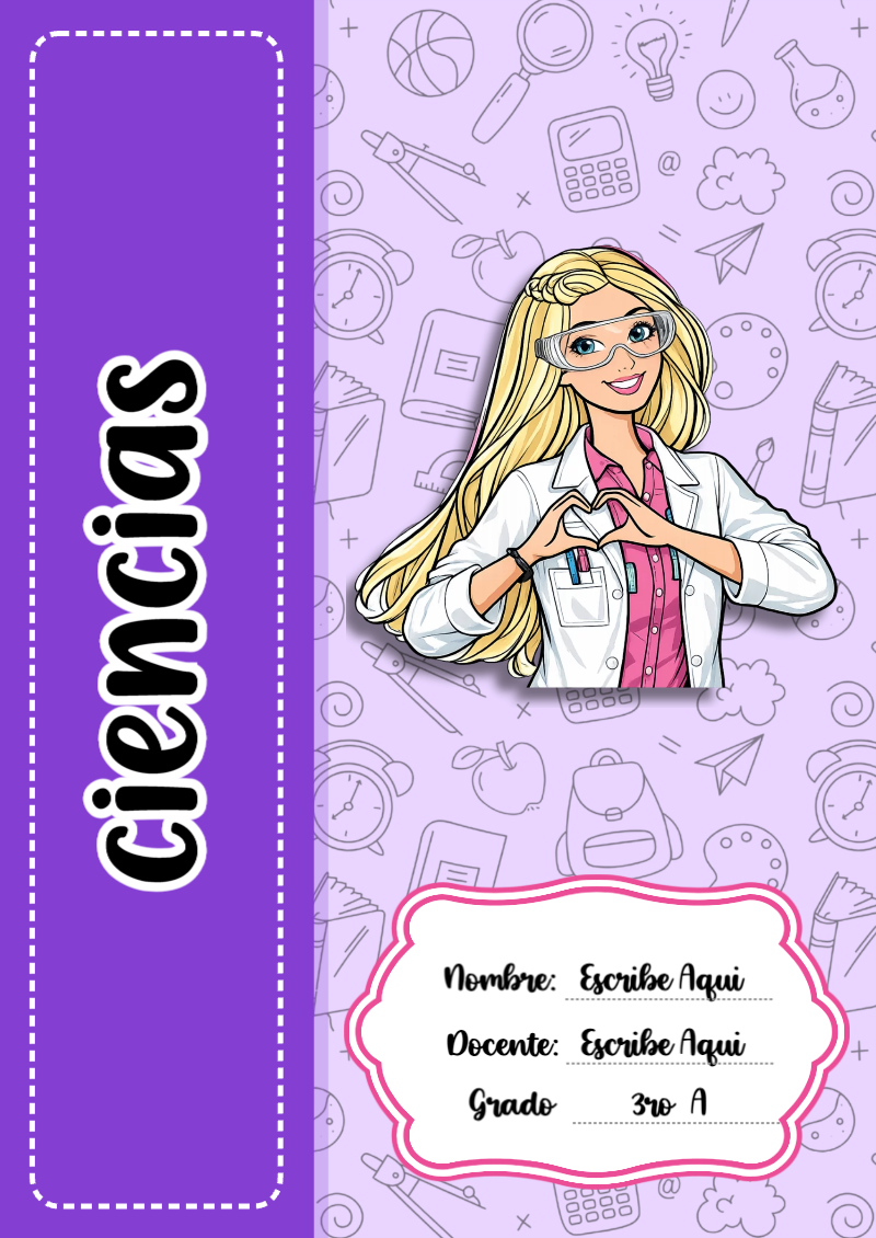 Portada de Barbie de Ciencias para cuaderno con estilo creativo - estilo único para estudiantes
