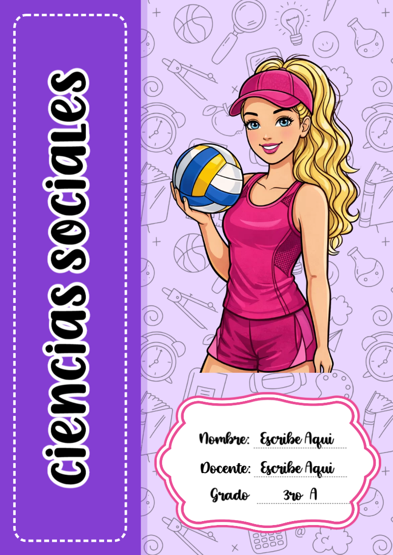 Portada de Barbie de Ciencias Sociales Editable para Imprimir Gratis