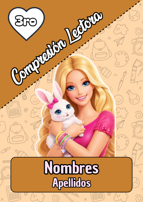 Portada de Barbie de Compresión Lectora para cuaderno fácil de imprimir - tendencia educativa 2026