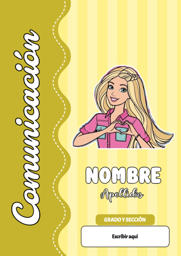 Portada de Barbie de Comunicación para cuaderno ideal para niños - versión premium para imprimir