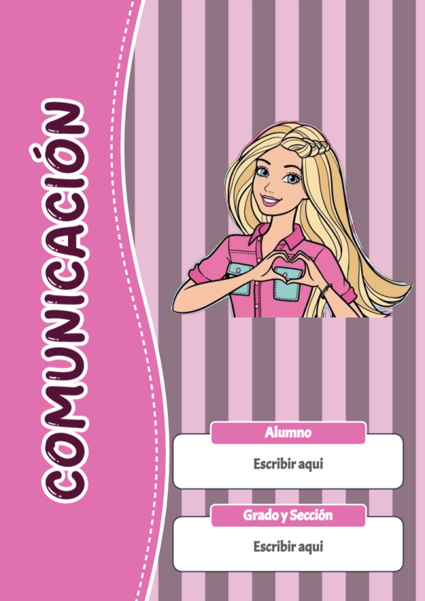 Portada de Barbie de Comunicación para cuaderno con estilo creativo - versión premium para imprimir