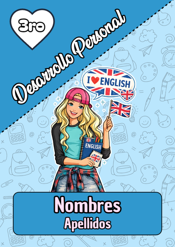 Portada de Barbie de Desarrollo Personal para cuaderno con diseño escolar - versión premium para imprimir