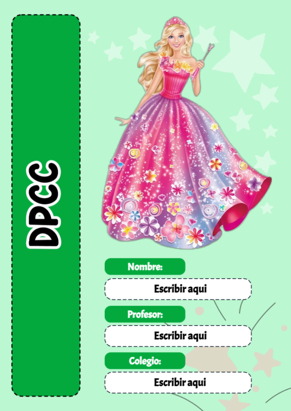 Portada de Barbie de DPCC para cuaderno lista para imprimir en A4 - formato digital listo para usar
