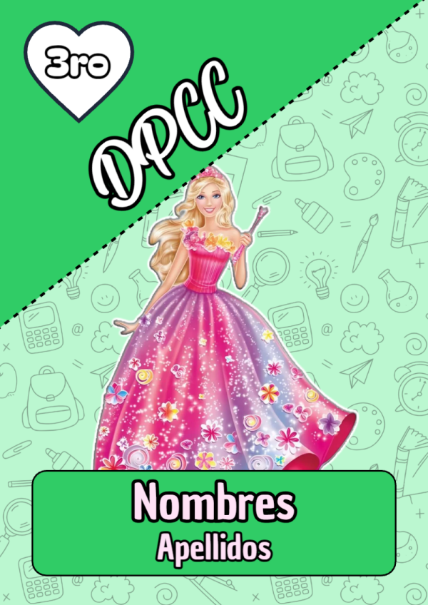 Portada de Barbie de DPCC para cuaderno con estilo infantil - disponible para descarga gratuita
