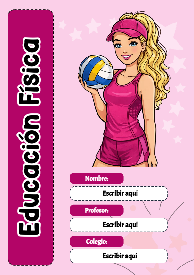 Portada de Barbie de Educación Física Editable para Imprimir Gratis